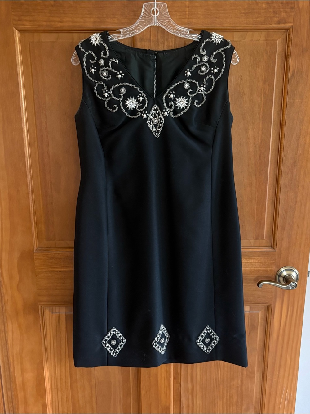 Vintage Handmade in Hong Kong Black Sleeveless Elegant Beaded Women's Dress